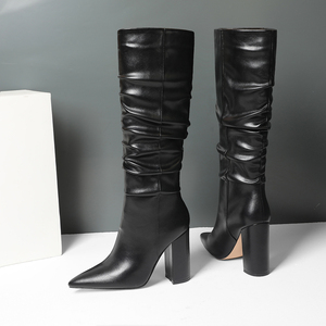 WETKISS 2020 Latest Design Stylish Women <strong>Slouch</strong> <strong>Boots</strong> Shoes 10cm High Thick Heel <strong>Boots</strong> Long Tube Knee HIgh <strong>Boots</strong> Wholesale - Product Image 2