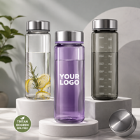 Bouteille shaker Tritan 350ml/500ml avec logo personnalisé, couvercle en acier inoxydable, sans BPA, anti-fuite, compatible lave-vaisselle, pour la salle de sport, les jus et l'extérieur