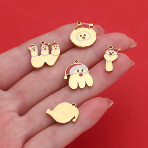 สแตนเลสสตีลคริสต์มาสการ์ตูนซานต้าจี้ DIY เครื่องประดับสำหรับสร้อยข้อมือสร้อยคอกิ๊ฟยูนิเซ็กส์ - Product Image 3