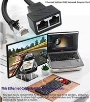 Divisor de Ethernet RJ45 1 macho a 2 hembra LAN Ethernet Cable Splitter Adecuado Super Cat LAN Ethernet Socket Connector Adapter