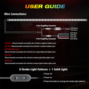 Barre lumineuse <span class=keywords><strong>de</strong></span> signalisation <span class=keywords><strong>de</strong></span> circulation pour camionnette, pick-up, UTV, 37 à 41 pouces, feux <span class=keywords><strong>de</strong></span> freinage, feux <span class=keywords><strong>de</strong></span> <span class=keywords><strong>recul</strong></span>, feux <span class=keywords><strong>de</strong></span> signalisation - Product Image 5