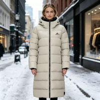 Veste longue matelassée décontractée pour femme, printemps-hiver, isolante, respirante, coupe-vent, à capuche zippée, unie, pour l'extérieur