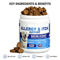 Complément alimentaire pour animaux de compagnie, soutien immunitaire, soulagement des allergies et des démangeaisons, granulés pour la peau et le pelage, probiotiques, huile de saumon, riche en protéines, sûr