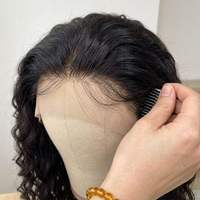 Perruque indienne bouclée à dentelle frontale 100% cheveux humains, pré-épilée, noir naturel, dentelle HD, sans colle, pour femmes noires, vente en gros
