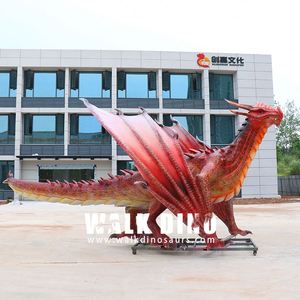 Dragon géant mécanisé animatronique à induction infrarouge à ailes rouges à vendre, dragon occidental personnalisé - Product Image 1