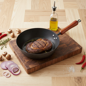 Poêles à frire en acier au carbone nitrué prétraité, faciles à nettoyer, tailles 26 cm et 34 cm, plusieurs tailles disponibles pour la cuisine - Product Image 5
