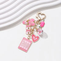 Porte-clés en alliage émaillé rose bonbon en forme de ballon, breloque lèvres roses, bijou d'amour pour couple, pendentif de sac, accessoires de mode DIY