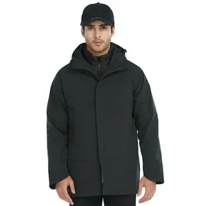 男士黑色冬季长外套夹克男士保暖风衣时尚山地夹克男士徒步旅行外套衣服