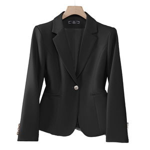 Pink Women's Blazer Solid Color Polyester Anti-Wrinkle Slim Fit Spring Autumn Casual Top - Product Image 5