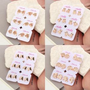 أقراط مجوهرات أنيقة NYH للبيع بالجملة أقراط مرصعة بيان ذهب وردي 18 قيراط حيوان لطيف - Product Image 2