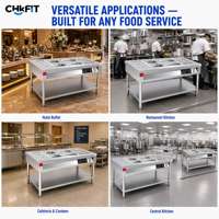 Bain-marie électrique commercial certifié CE Rohs, table chauffante pour aliments, table à vapeur pour restaurant, buffet, équipement 201 304