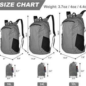 Mochila de senderismo Woqi de 18 pulgadas, ligera, impermeable, para viajes al aire libre, camping, unisex, color gris plateado - Product Image 3