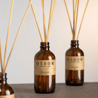 Diffuseur de parfum en verre brun, flacon vide rechargeable, étiquette personnalisée disponible pour l'aromathérapie de table