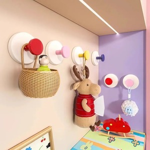 Strong Suction Wall <b>Hooks</b> Round Plastic Entryway Key Cap Coat Organizer Mounting Type Novelty Style - Product Image 2