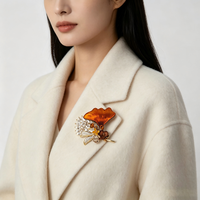 Bros Ginkgo Kuning Kerajinan Etnis Cina Miao, Sutra Mulberry Berhias Kristal Rhinestone Tembaga, Hadiah Pernikahan Pertunangan Modis