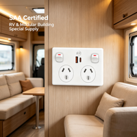 Prise murale USB double pôle standard AU certifiée SAA, alimentation spéciale pour camping-car et bâtiment modulaire 10A 250V Point d'alimentation GPO