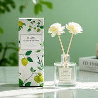 Bouteille en verre pour diffuseur de roseaux en forme de cylindre de 100 ml et 200 ml, vente en gros, avec couvercle et boîte multi-matériaux