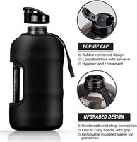 Bouteille d'eau sans BPA cruches d'eau étanches demi-gallon pour Fitness Gym 2.2 L grande capacité Matt cruche à boire personnalisée