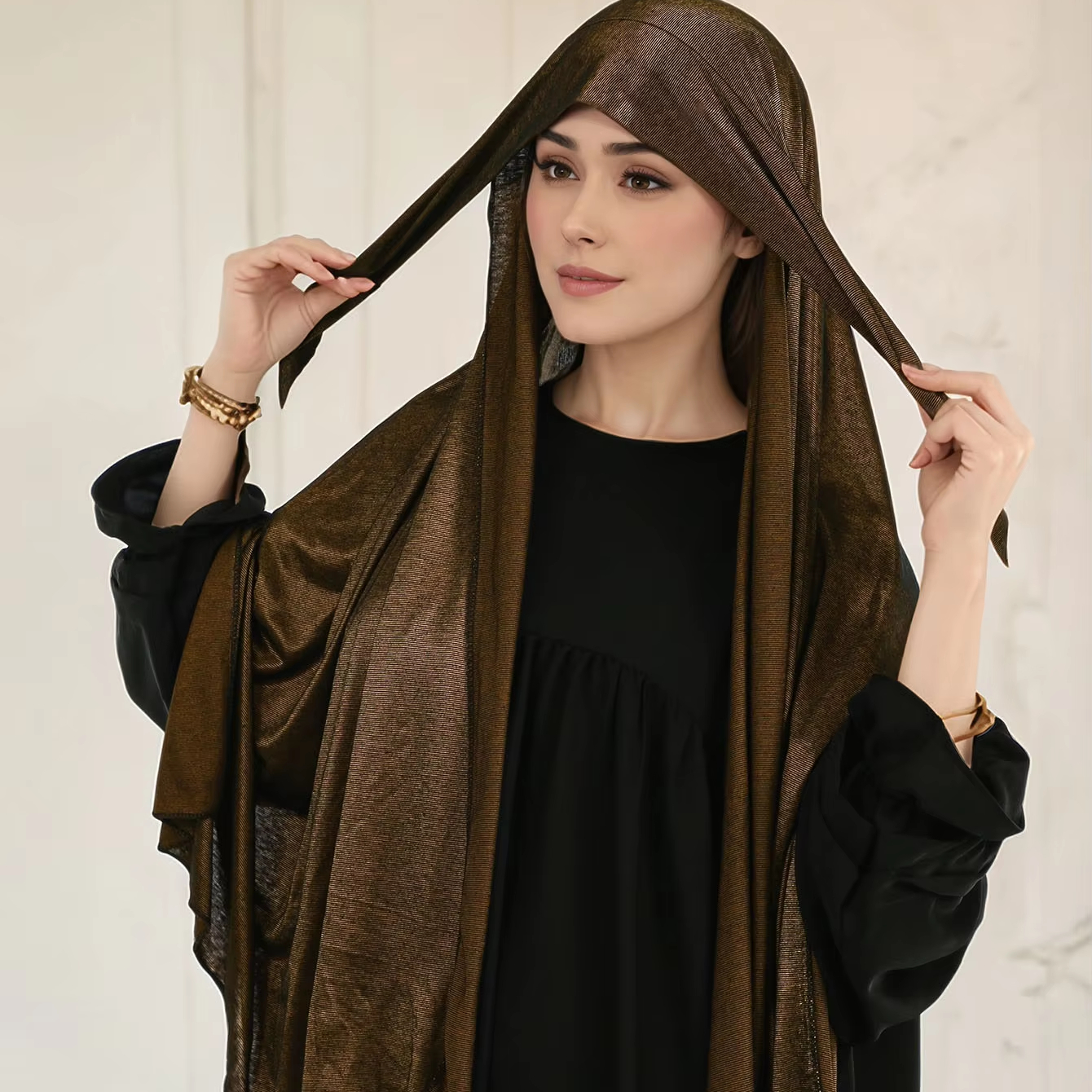 Rose Gold Hijab Dress - Elegant Muslim Fashion 2025 Rose Gold Hijab Dress - Elegant Muslim Fashion 2025