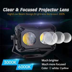 ไฟ LED โปรเจกเตอร์มอเตอร์ไซค์,ไฟลำแสงสูงต่ำสีคู่ U9 U10 <span class=keywords><strong>U18</strong></span>โคมไฟผู้ช่วยขับขี่ภายนอกสีขาวสีเหลือง - Product Image 5