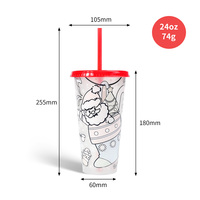 Gobelets réutilisables en plastique thermosensible à changement de couleur pour cadeaux de Noël et fêtes, avec couvercles et pailles – Vente directe usine