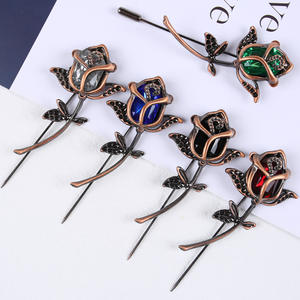 Pin de ramillete de moda Vintage para mujer, nuevo broche de flor rosa, accesorios de Metal tallados para banquete y decoración de traje de boda - Product Image 2