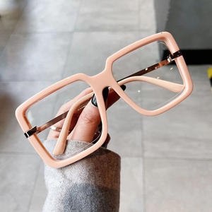 Gafas con montura cuadrada grande O3-40049 con filtro de luz azul para mujer, montura completa con lentes de PC, estilo coreano, monturas de gafas a la moda. - Product Image 1