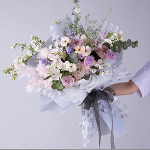 Ngày Valentine 20 Tờ/Gói Của Hoa Gói Giấy Bó Hoa Chất Liệu Hàn Quốc Không Thấm Nước Mô Hình rô Giấy bóng Kính - Product Image 3