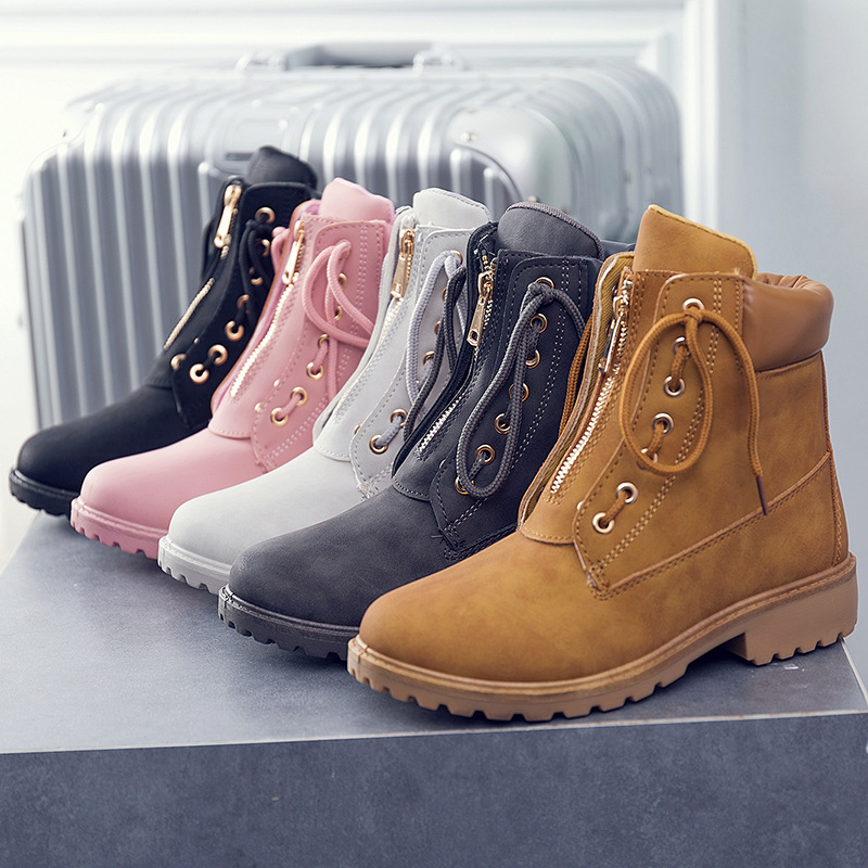 Botas de cuero genuino zapatos de mujer botas negras Martin para mujer botas  de tobillo Dr motocicleta zapatos de tacón grueso plataforma botas de mujer| Botas hasta el tobillo| - AliExpress