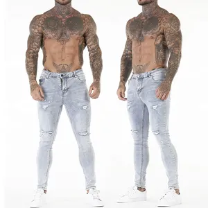 Dropship Private Labels High Stretchy Skinny Jeans Men Denim Ripped Jeans For Men Cotton Mens Jeans
