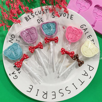 Moule à sucettes en silicone de qualité alimentaire pour chocolat, forme de tête d'ours riant, 12 cavités, pour bonbons durs, fabrication et stockage en usine