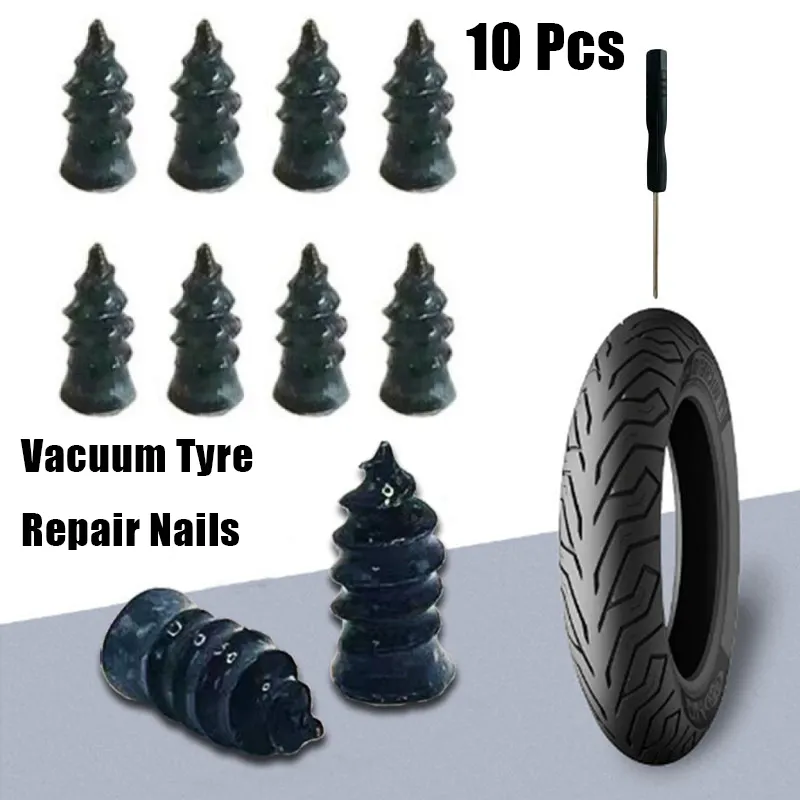 10Pcs/Set Tire Repair Rubber Nail Car Tire Repair Rubber Nails Auto Motorcycle Vacuum Tire Repair Rubber Nail
