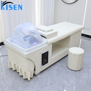 Table de massage et de soin capillaire japonaise Kisen blanche avec unité de shampoing en option pour salon – Ensemble complet - Product Image 3