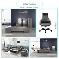 Amplio Escritorio de oficina convertible de lujo con gabinetes de almacenamiento de madera para muebles de oficina de gerente moderno
