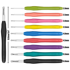 9Pcs/Set 2mm-6mm Multicolor Plastic Handle Aluminum <b>Crochet</b> <b>Hooks</b> Knitting Needle Set Yarn Sweater Weave Craft Tools - Product Image 2