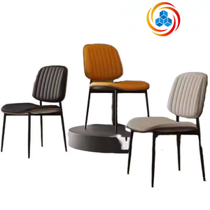 Metal Frame Leather <b>Cushion</b> Minimalist Style Modern Interior Design Furniture Kitchen Cafe Restaurant Dinning Room <b>Chair</b> - Product Image 1