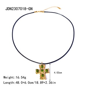 Stainless Steel <b>Cross</b> Necklace Natural Stone Collarbone <b>Chain</b> High-end Neck <b>Chain</b> Factory Direct Sales - Product Image 4