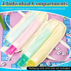 Bolsa de Lona para Racks de Mahjong y Tapete, Bolsa de Almacenamiento Vacía para Racks de Mahjong con Asa, Cremallera y 4 Compartimentos Separados - Product Image 4