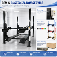 Elevador de Cuatro Postes de Alta Resistencia, 2700 kg, Triple Plataforma, con Doble Bloqueo de Seguridad, 2.2 kW, para Estacionamiento en Múltiples Niveles