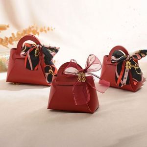 Wedding Candy <b>Gift</b> Bags with Handle PU Leather Party Favor <b>Boxes</b> <b>Gift</b> Wrapping Treat Bag - Product Image 4