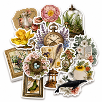 Autocollants personnalisés vintage fleurs et papillons pour journal, étanches, autocollants en vinyle découpés à la forme, pour scrapbooking et agenda