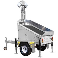 ENERGYFIT C600-9M 9m Mobile Solar CCTV Tower Trailer 3 Panel Monokristalin 4x150Ah Baterai IP65 Tahan Air Input DC24V untuk