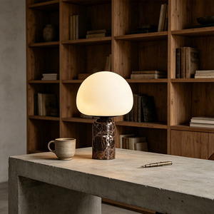 Modern Luxury <strong>Table</strong> Light Hotel Decor Glass <strong>Lamp</strong> <strong>Shade</strong> Mushroom Marble Base <strong>Table</strong> <strong>Lamp</strong> <strong>for</strong> Reading Room or Bedroom - Product Image 3