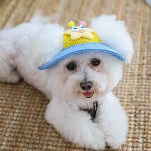 Sombrero de malla completa para perros y gatos, diseño de estrella de dibujos animados, lindo sombrero de princesa con correa ajustable para la barbilla, visera de protección solar para mascotas, para gatos y perros pequeños - Product Image 2