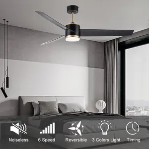 JK ZS-52-23119BK Modern Ceiling Indoor Fan Decorative Smart Luxury Ceiling Fans With Led Lights Remote Control