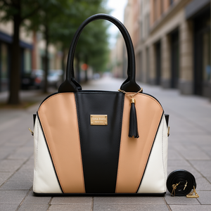 Sac fourre-tout pour femme Fana Bruna M3817 en cuir, motif à carreaux décontracté, sangle amovible, fermeture à rabat - Product Image 2