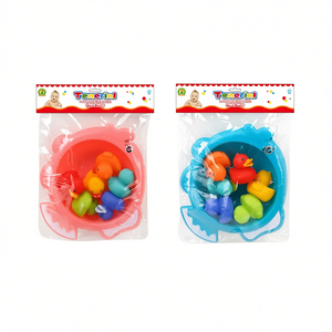 Juego de juguetes de baño Tenerini con patitos de goma coloridos en cubo para niños 24x27cm - Product Image 1