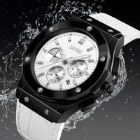 Montre à quartz pour homme SKMEI 9157, étanche 30 m, chronographe, date, bracelet en cuir et acier, montre sport