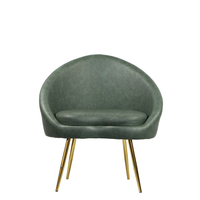 Fauteuil de loisirs moderne en cuir PU et velours avec pieds en métal - Meuble confortable pour salon, chambre, salle à manger, hôtel, appartement