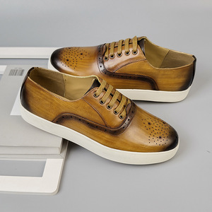 Chaussures bateau en cuir véritable pour hommes, à lacets, bout rond, respirantes, semelle extérieure en caoutchouc, toutes saisons, semelle intermédiaire en EVA - Product Image 2